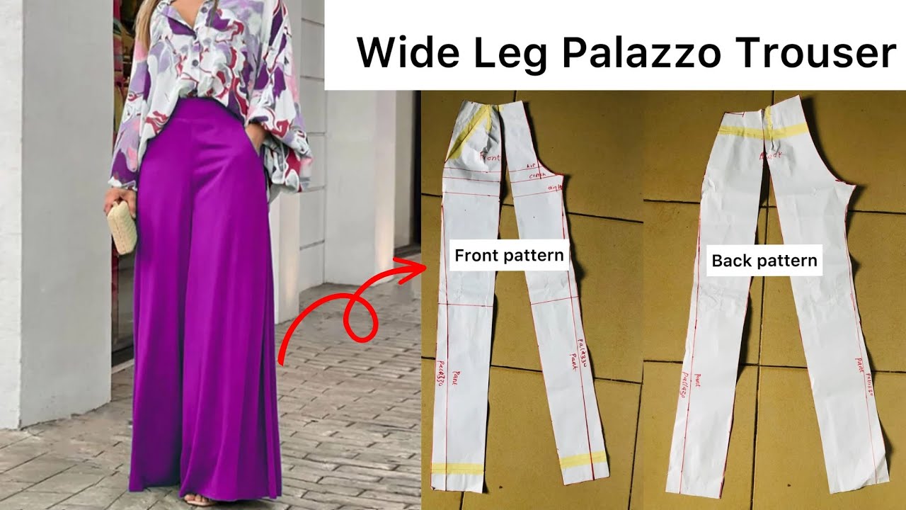 Как раскроить и сшить СТИЛЬНЫЕ ШИРОКИЕ БРЮКИ ПАЛАЦЦО С КАРМАНАМИ #palazzocutting #palazzo