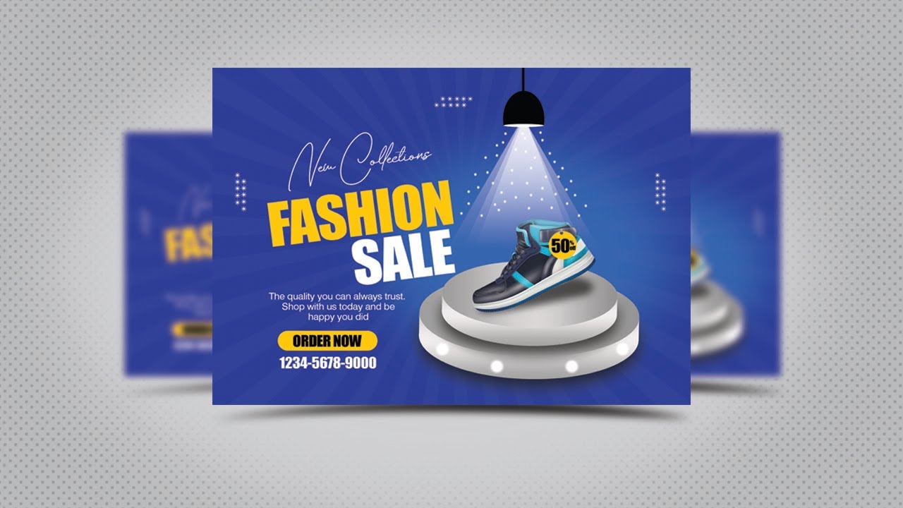 PHOTOSHOP: HOW TO CREATE A PRODUCT ADVERT DESIGN WITH PODIUM AND SPOTLIGHT (Part 1)