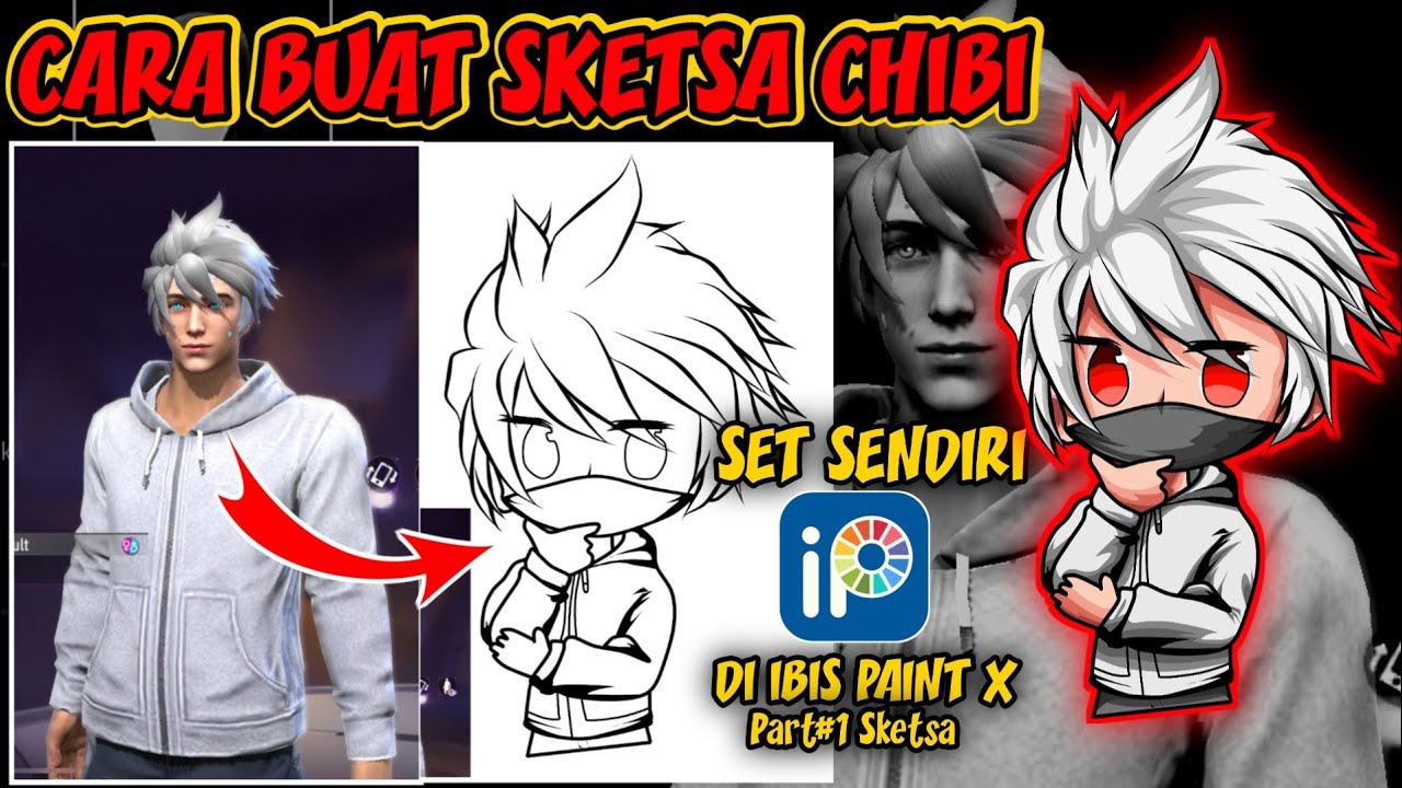 Cara buat Sketsa Chibi ff set sendiri pakai fitur memudahkan tarik garis sketsa