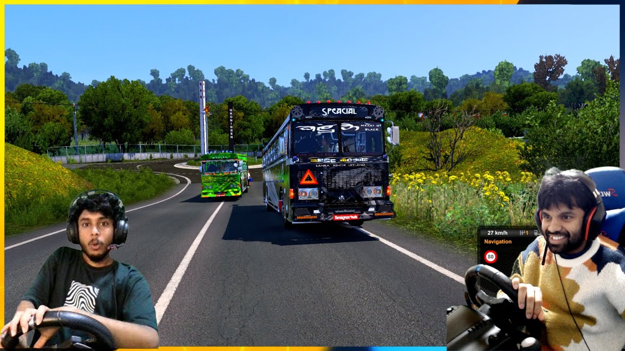 ගම්පොලට ගිය බස් රේස් එක | Ets 2 multiplayer convoy|#ets2 #busgames #laahiru