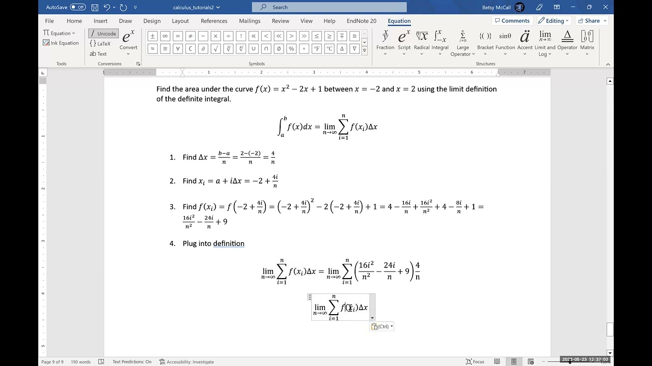 Finding Area under a Curve using the Limit Definition