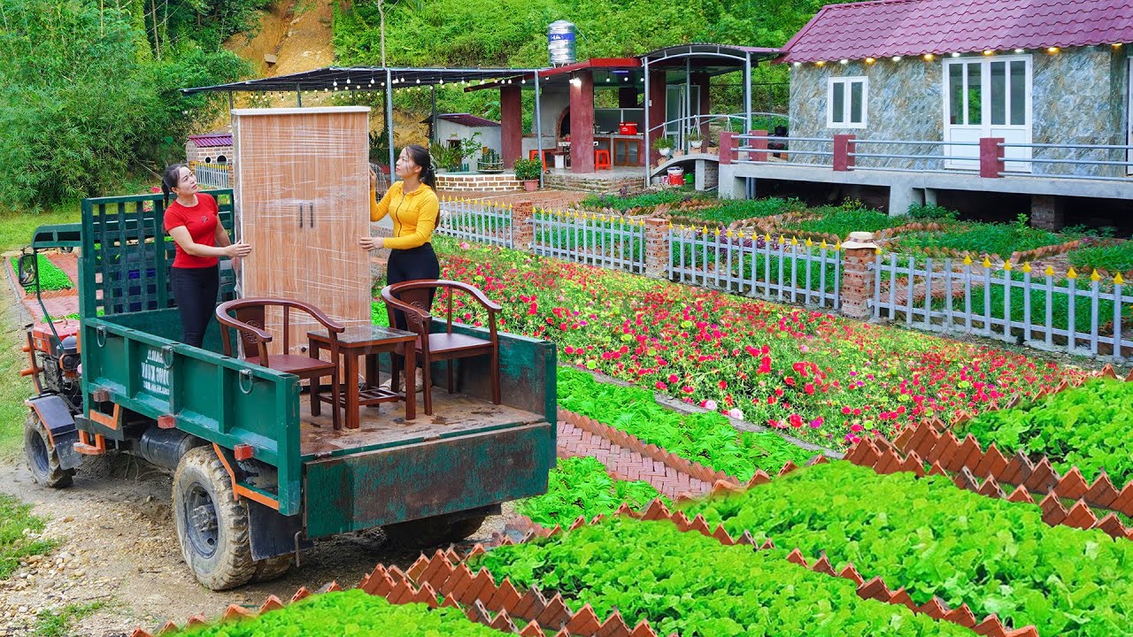 TIMELAPSE --288 Days Use Truck To Transporting Wooden Furniture, Materials To Ly Phuc Vy's House