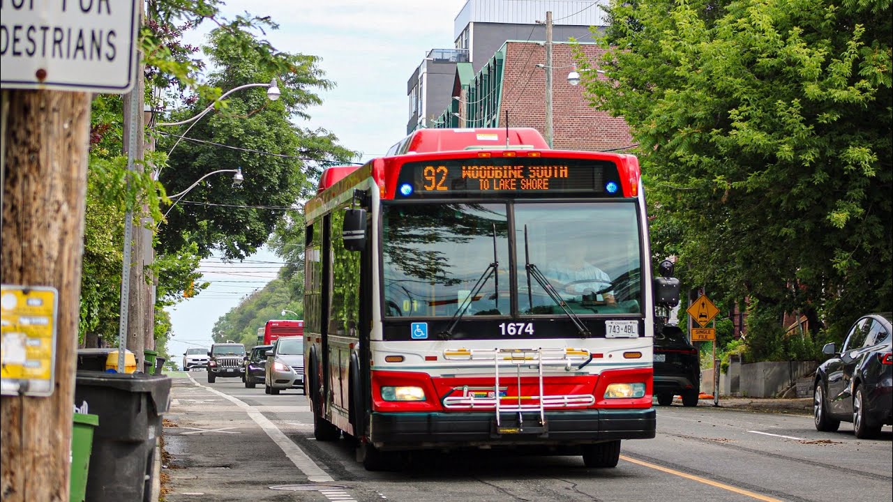 (Hauling, engine fan activation) Short ride on TTC 1674 2008 Orion VII NG HEV | Midland Ave busway.