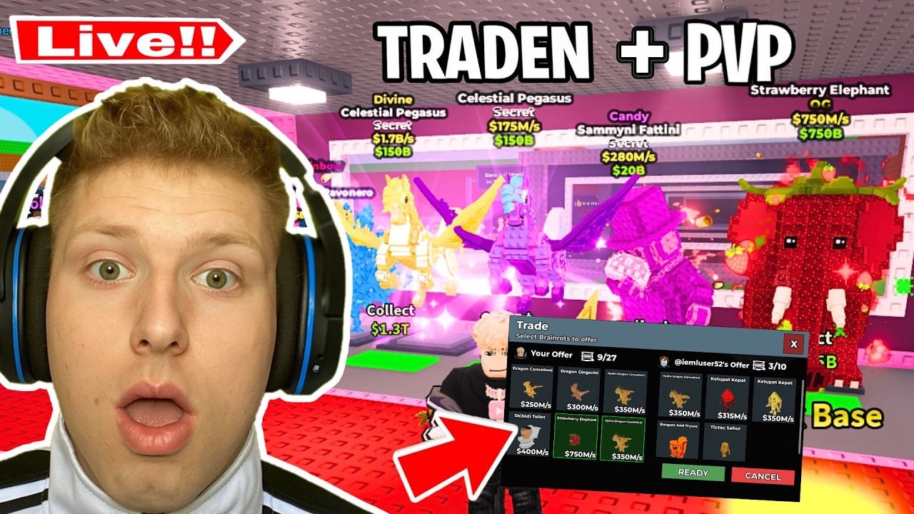 🔴TRADEN + PvP GEGEN EUCH!🎁GESCHENKE + ADMIN ABUSE JETZT  😳Steal a Brainrot #roblox