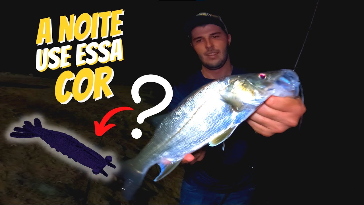 NA PESCA NOTURNA ESSA COR É A MELHOR - Pescaria de ROBALOS na boca da BARRA