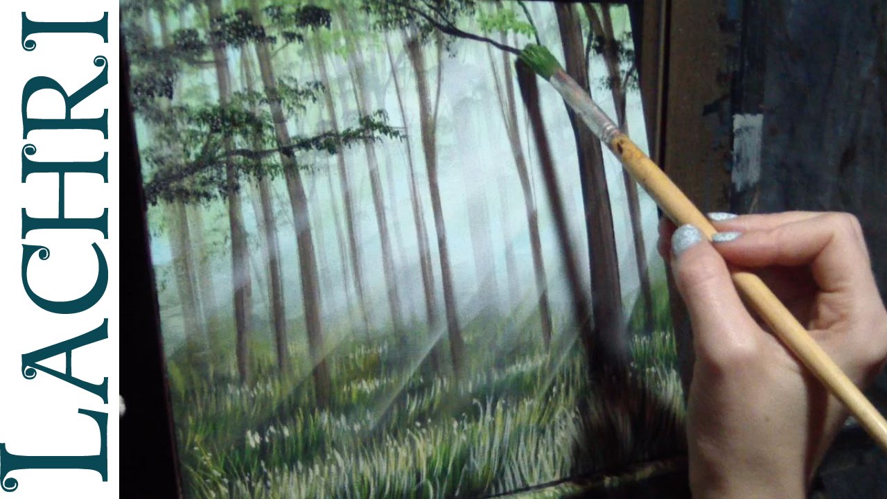 How to paint grass and a forest  - Time Lapse Demo by Lachri