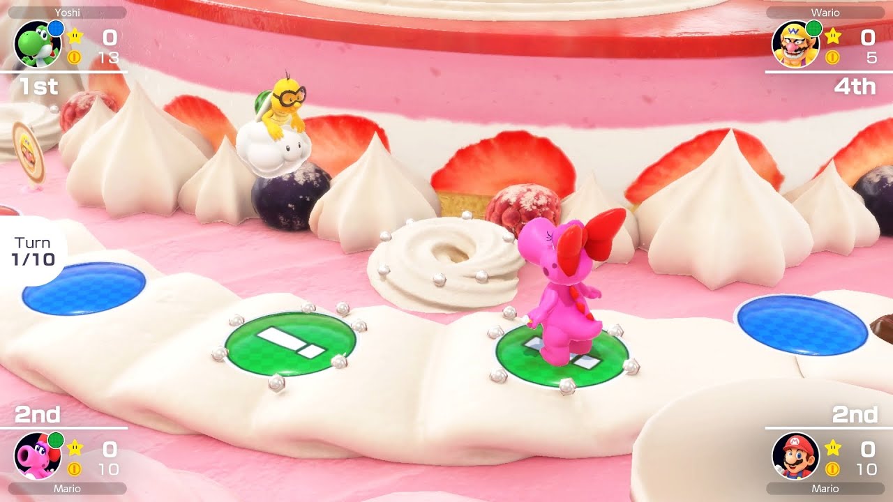Mario Party Superstars #1081 Peach's Birthday Cake Birdo vs Wario vs Yoshi vs Mario