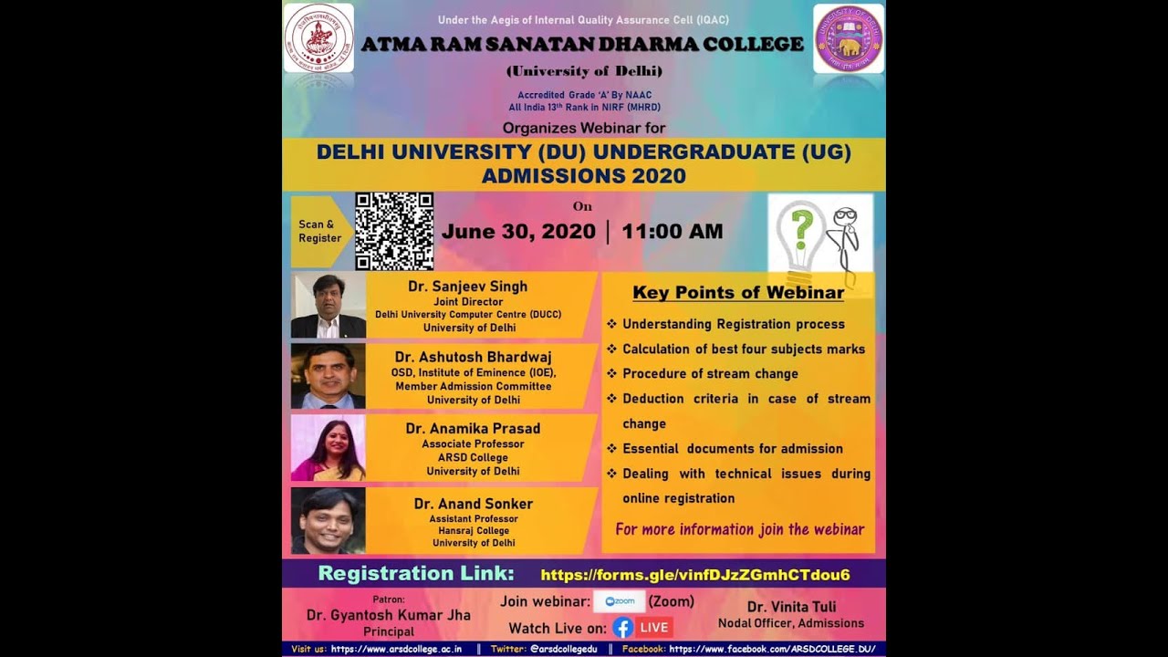 Delhi University (DU) Undergraduate (UG) Admissions 2020