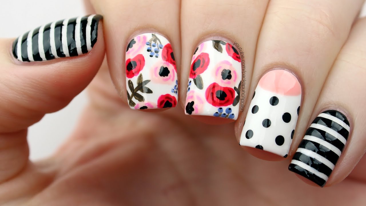 Floral Mix & Match Nail Art Tutorial