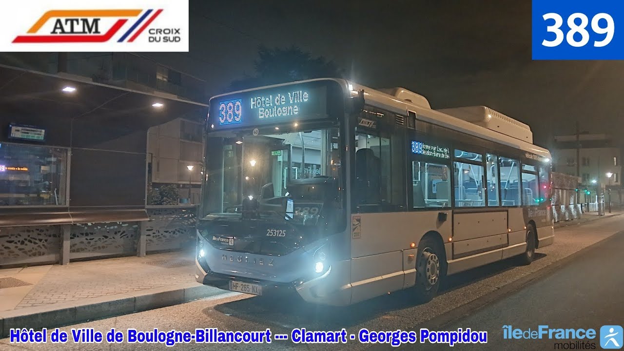 Bus 389 ATM - GX137 L GNV N°253125 Hôtel de Ville de Boulogne-Billancourt --- Clamart - G. Pompidou 