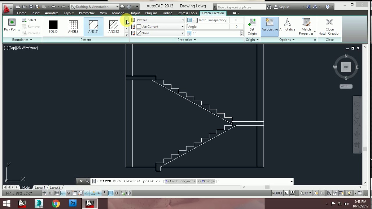 how to draw dog leg stairs in autocad [HINDI]