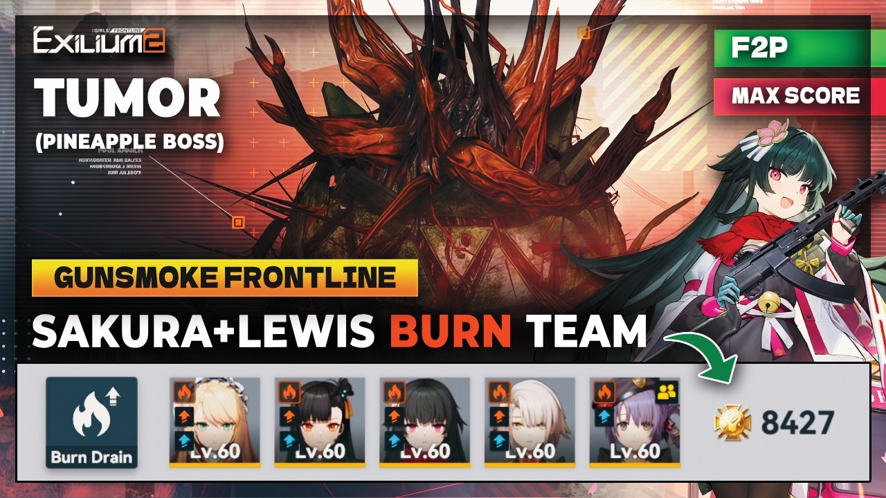 SAKURA & LEWIS COOKING PINEAPPLE EASY | GUNSMOKE FRONTLINE BURN TEAM | F2P MAX SCORE [GFL2: EXILIUM]