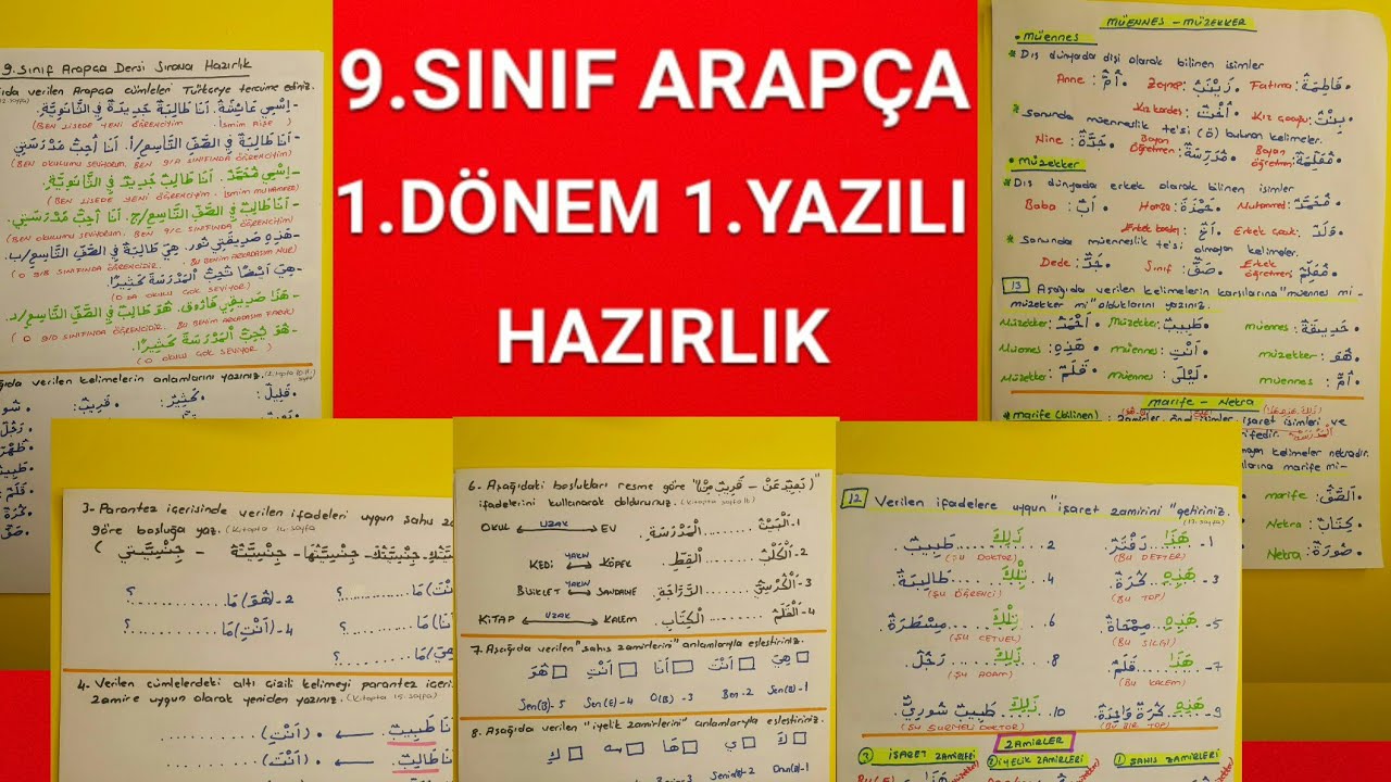9.Sınıf Arapça 1.Dönem 1.Yazılı / Hazırlık