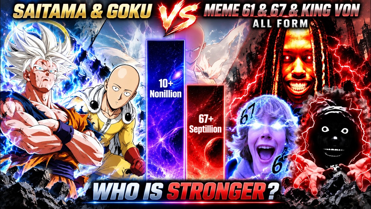 SAITAMA & GOKU VS MEME 61 & 67 & KING VON ALL FORM - POWER LEVELS