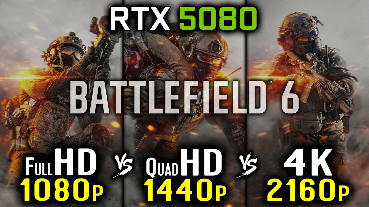 Battlefield 6 - RTX 5080 - 1080p vs 1440p vs 2160p 4K Benchmark