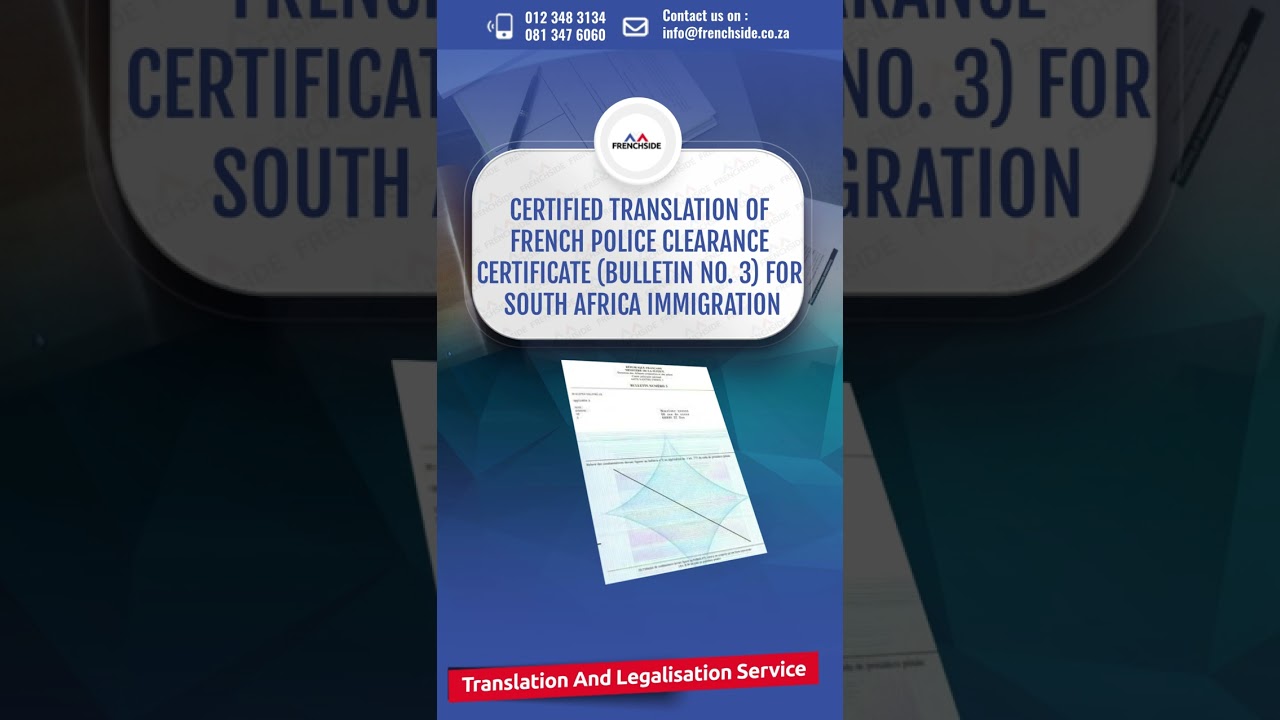 Certified Translation of French Police Clearance Certificate ( Bulletin No. 3)