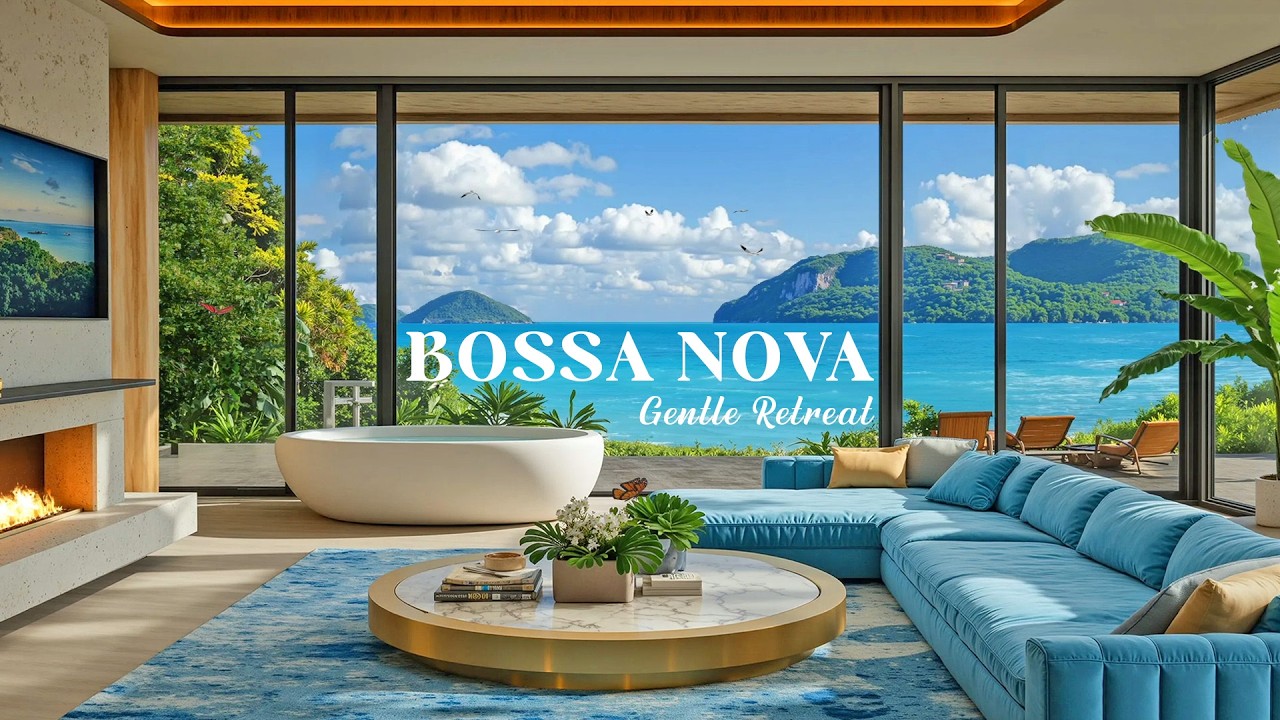 Gentle Bossa Nova Retreat 🎶✨ | Cozy Living Room Facing a Tranquil Ocean View 🌊