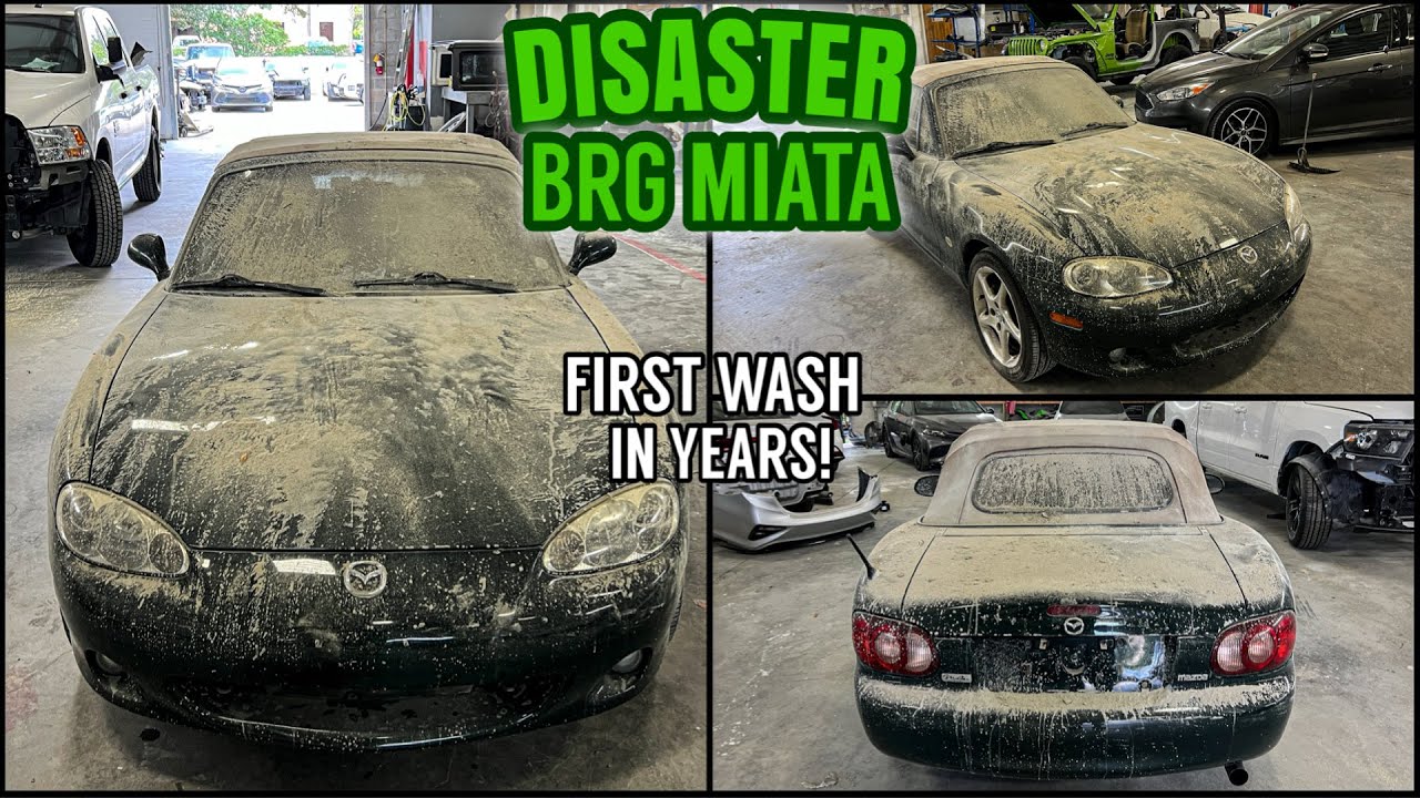 Находка аварийной кузовной мастерской | Очень грязная Miata | Первая мойка за много лет | Детейли...