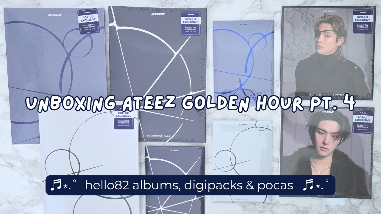 ⊹₊⟡⋆ Unboxing Ateez Golden Hour pt. 4 ⋆ Poca albums and Hello82 album and digipacks