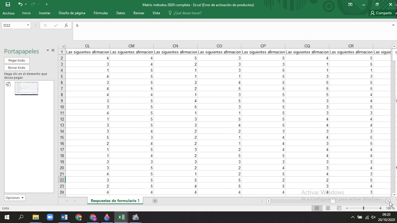 Del formulario de google al SPSS