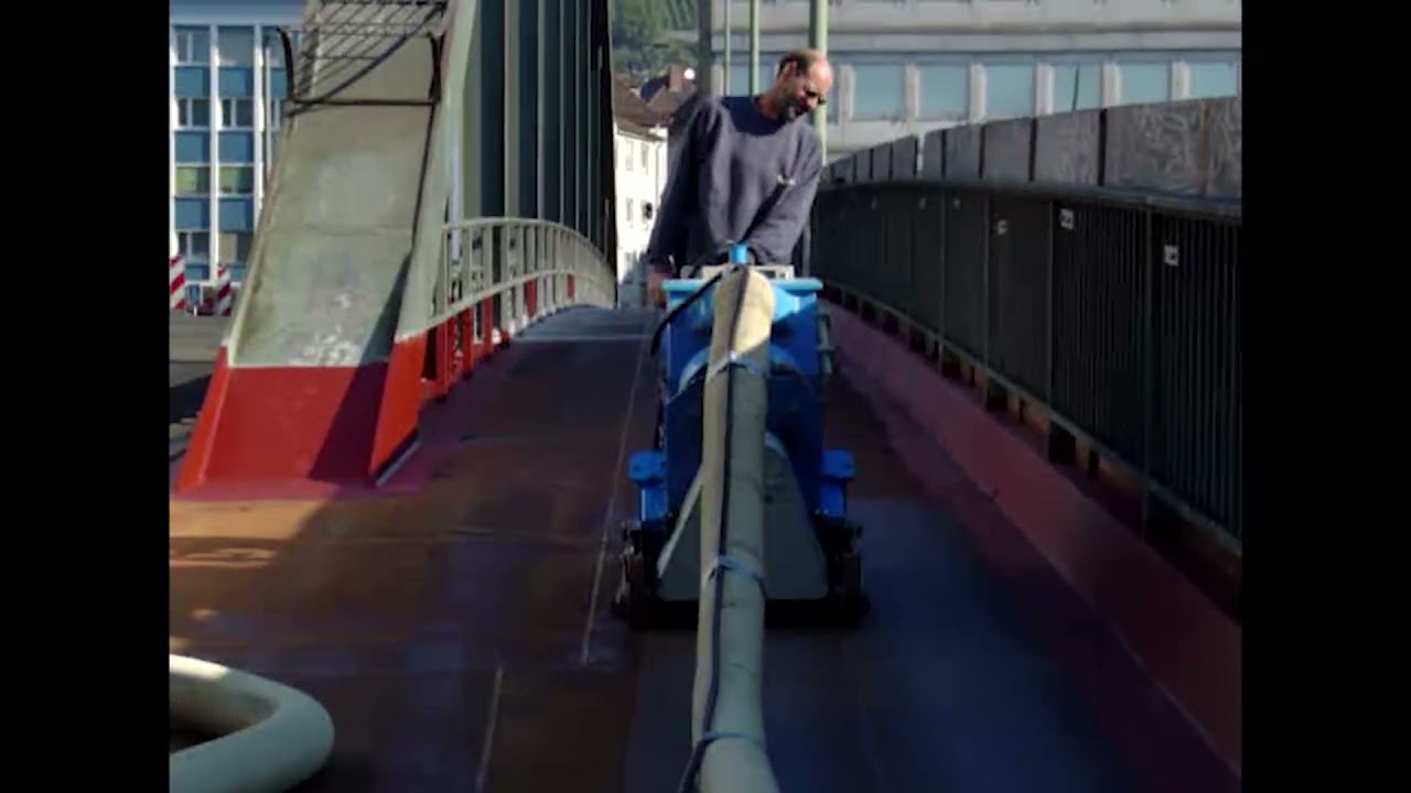Impacts S600E Shot Blaster On Steel Bridge Deck Demonstration