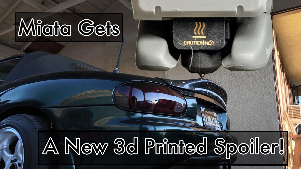 3D Printed And Carbon Skinned Trunk Spoiler For The Miata! (We Have Carbon At Home)