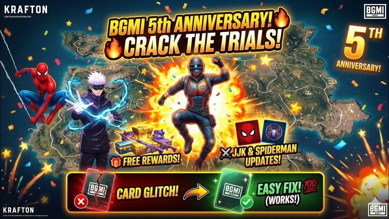 Complete 5th Anniversary trial, reward glitches, new updates #bgmi #pubgmobile | HybrolicBro 