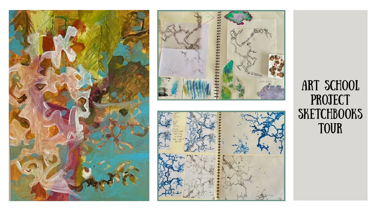 Sketchbook tour: art school project, abstract mixed media