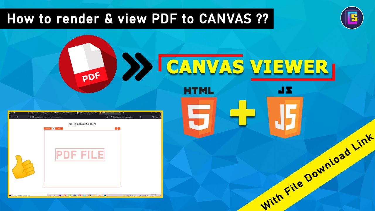 How to render & view PDF to CANVAS in a web page using html and javascript ?#coding_studio