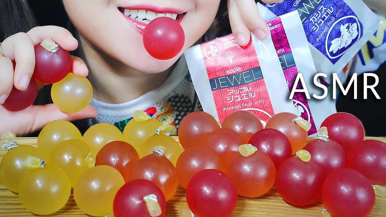 ASMR AOMORI FRUIT JELLY WITH 3 FLAVOUS KYORO,GRAPE,CASSIS,APPLE SOFT CHEWY EATING SOUNDS | LINH-ASMR