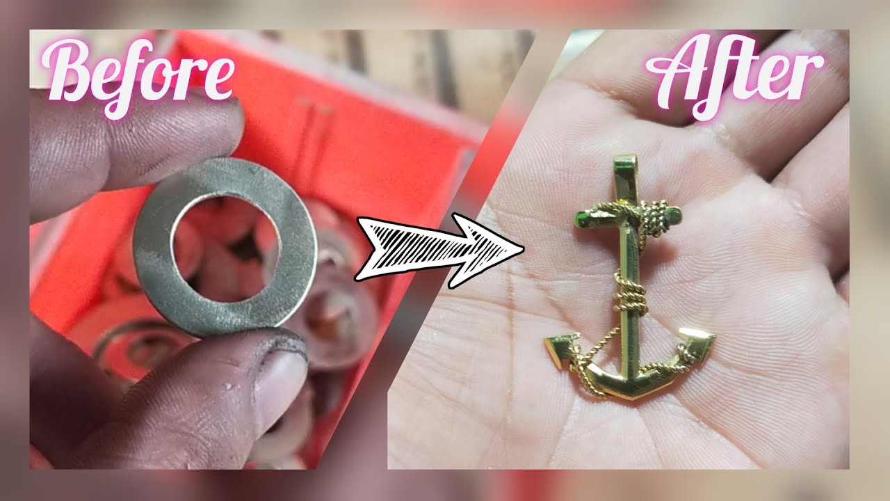 Making a pendant anchor from brass washer. Plated to yellow gold...Rhob's Handmade