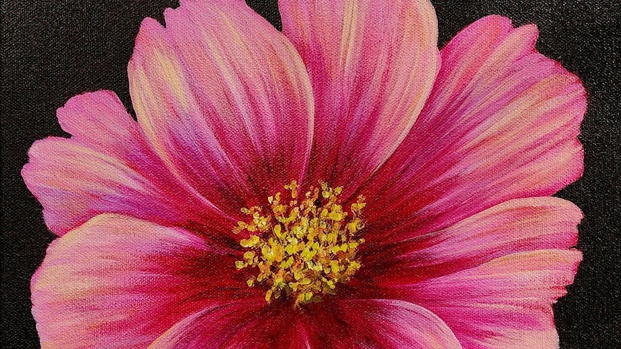 Cosmos Large Flower Series Acrylic Painting LIVE Tutorial