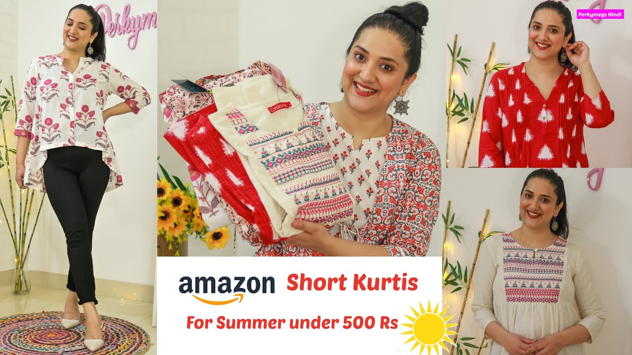 Amazon Short Kurtis Haul under 500 Rs | Summer Short kurtis | Perkymegs Hindi