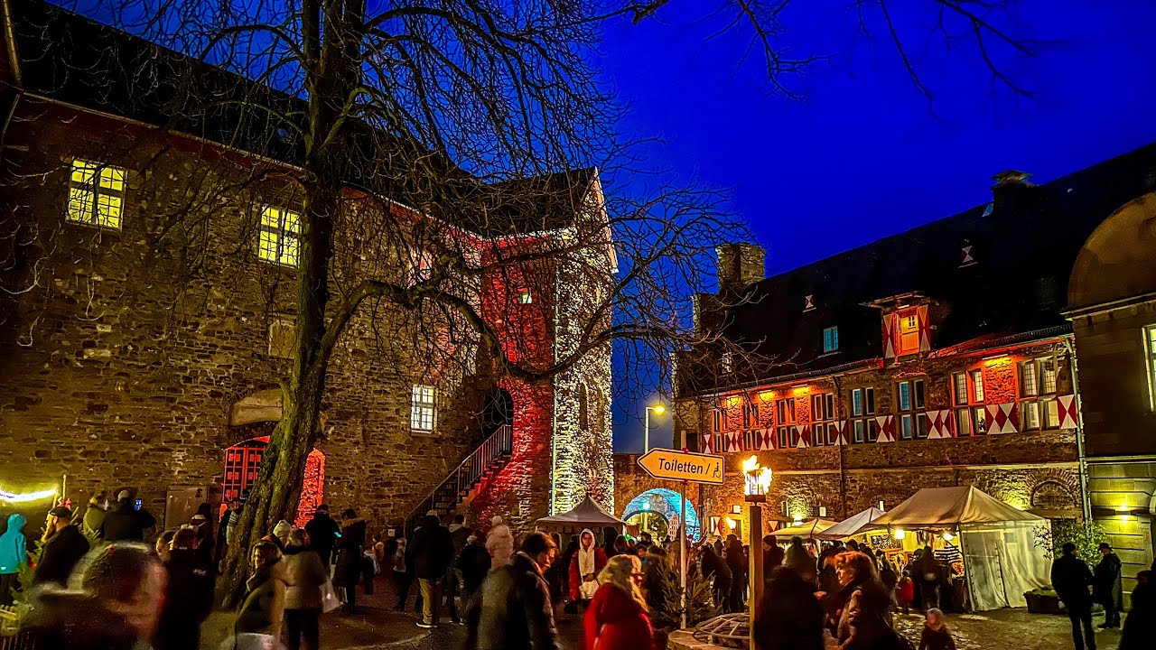 Mittelalter Weihnachtsmarkt Schloss Broich Mülheim 2023/ 4K Walkthrough Germany  Christmas Market 🎄