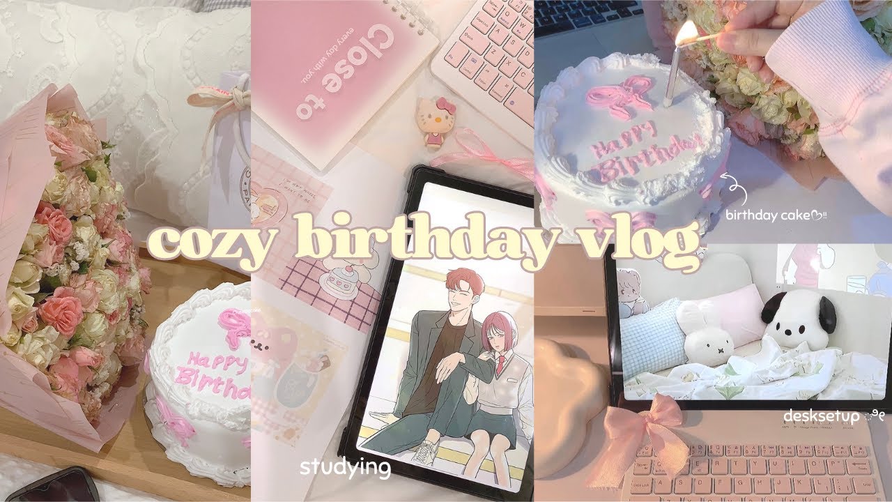 Cozy birthday vlog🍰.pinterest girl life, cafe hoping, watching kdrama,produvtive studying💌🥐