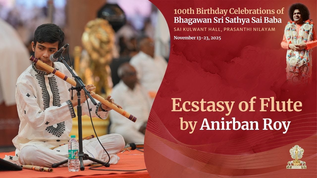 Ecstasy of Flute by Master Anirban Roy | Prasanthi Mandir Live Bhajans | 100 Years of Sri Sathya Sai