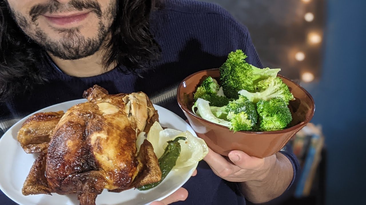 ASMR-Comiendo Pollo Rostizado Y Brocoli
