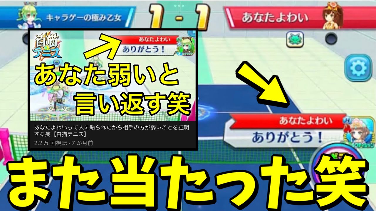 あなた弱いって人にまた当たって煽られた笑【白猫テニス】