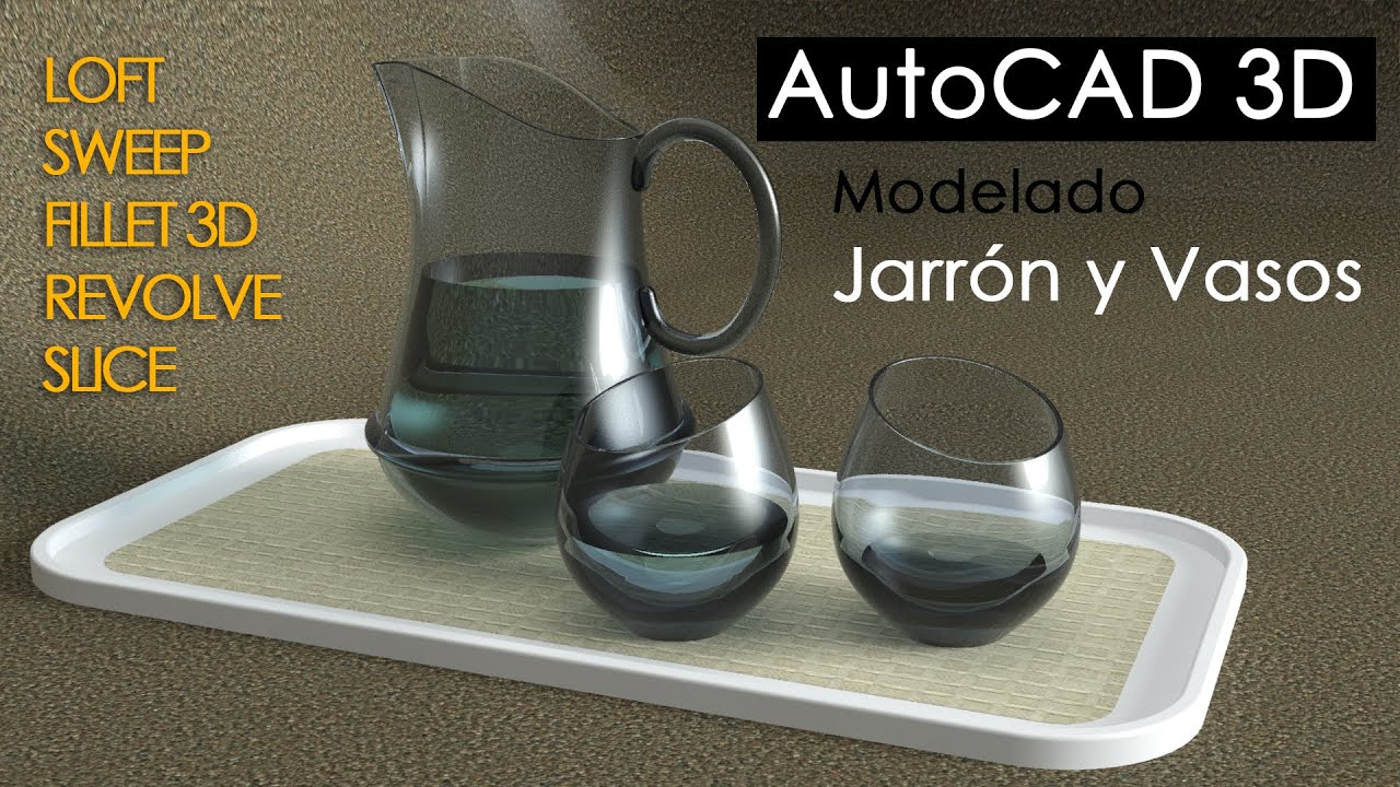 Modelado Autocad 3D - Jarron con 2 vasos