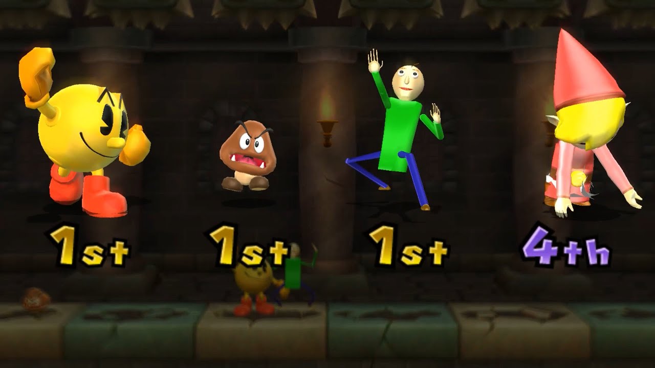 Mario Party 9 Mod - Pacman Vs Goomba Vs Baldi Vs Toon Link #Marioparty9Mod