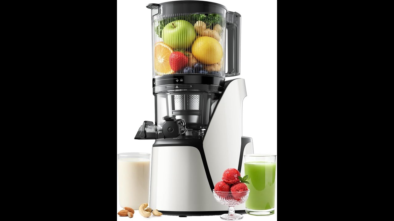 EanOruus Juicer Machines, 3-in-1 Cold Press Juicer with 6.5" Extra Large Chute, 100oz Large Capacity