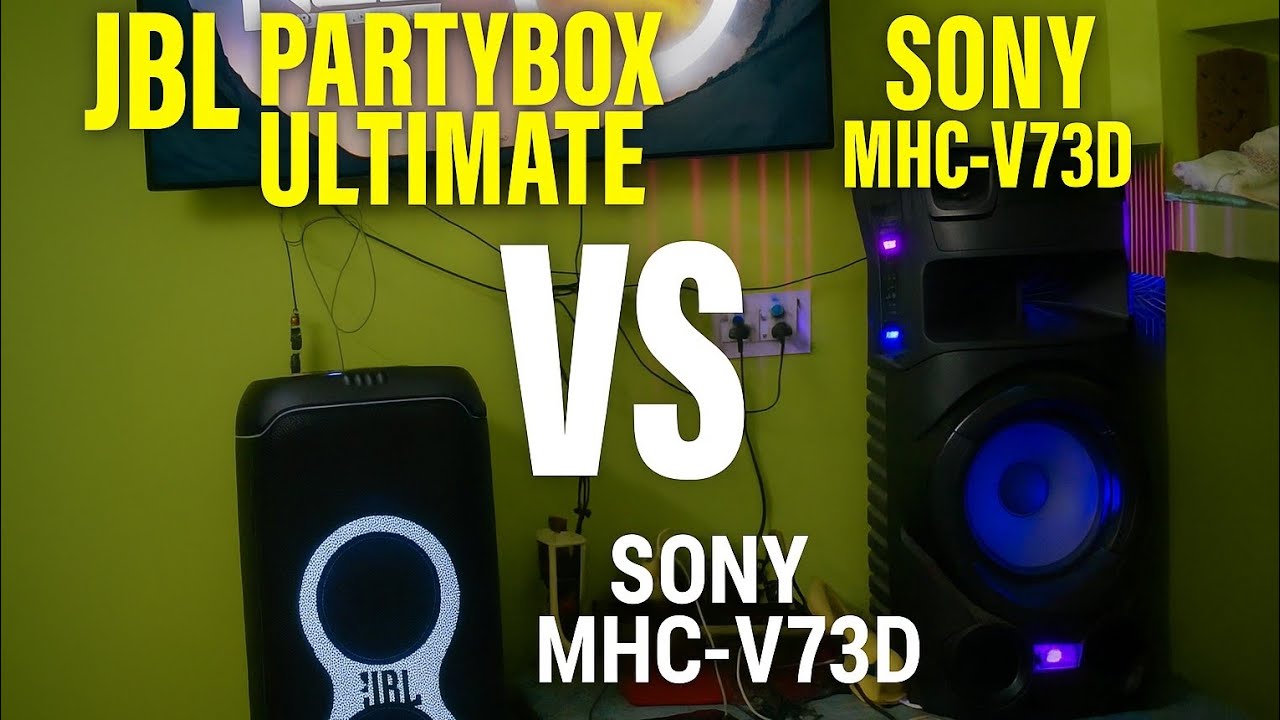 «JBL PartyBox Ultimate против Sony MHC-V73D — тест басов, чёткости и громкости»