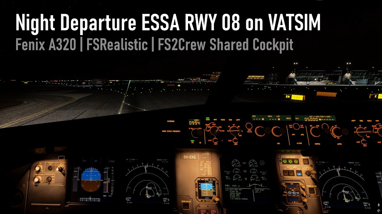 4K | VATSIM Company Traffic Departure ESSA RWY08 | Fenix A320 | REX Atmos | FS Realistic | MSFS 2020