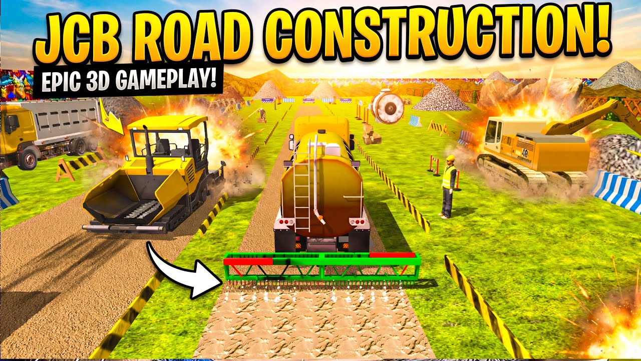 JCB Game 3D Road Construction Gameplay 😱| Mobile Construction Simulator🚜 | Xtreme Hyper