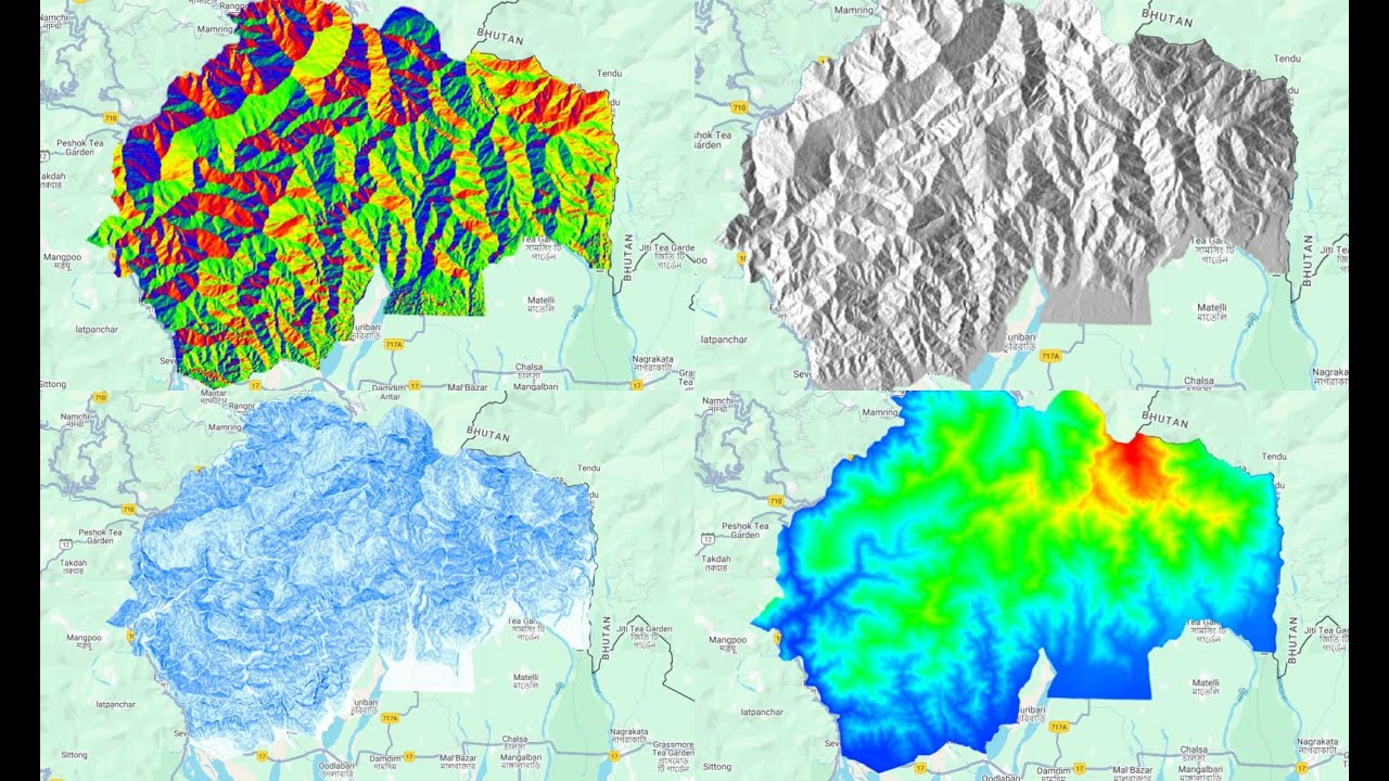 Elevation, Slope, Aspect and Hillshade Calculation using GEE code