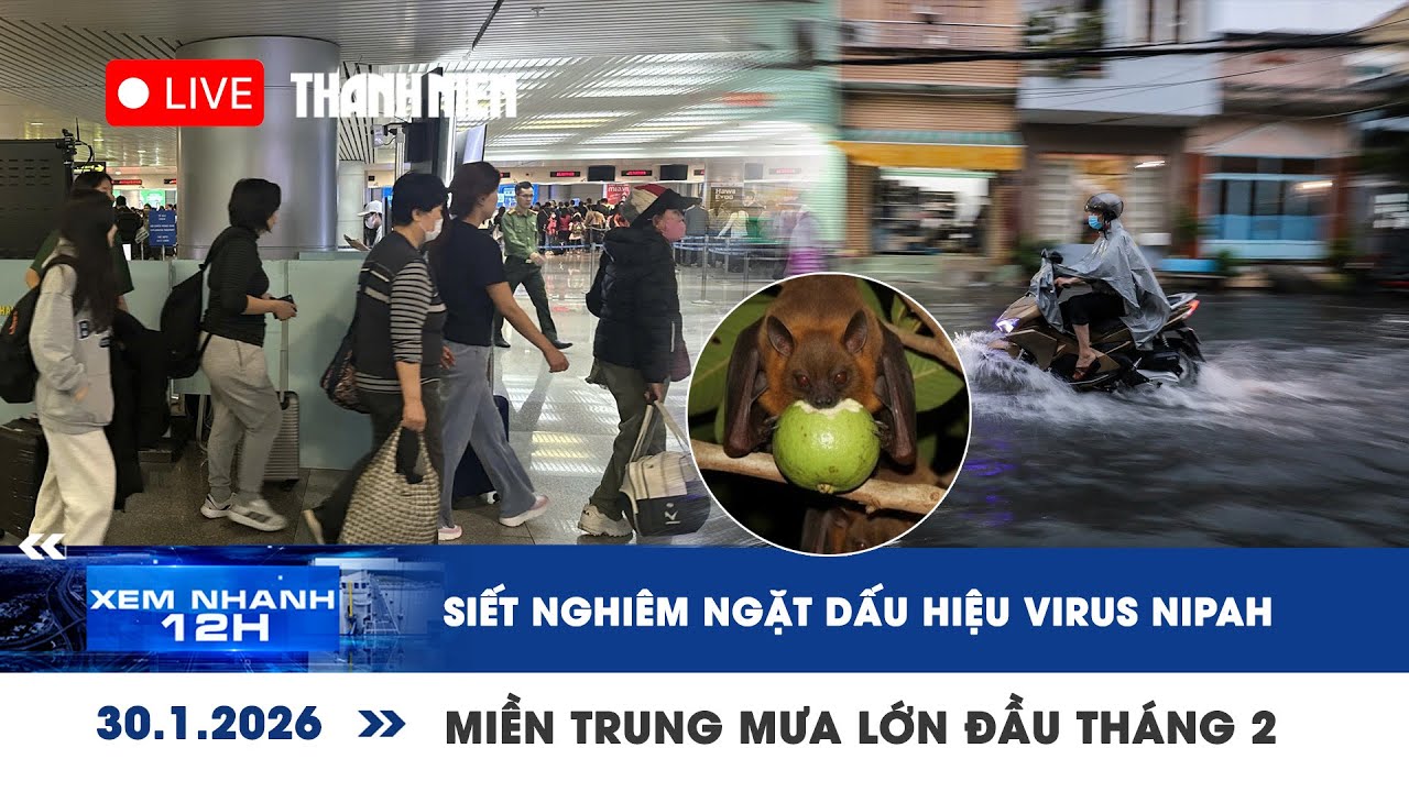 [LIVE] XEM NHANH 12H: TP.HCM siết nghiêm ngặt dấu hiệu virus Nipah | Miền Trung mưa lớn đầu tháng 2