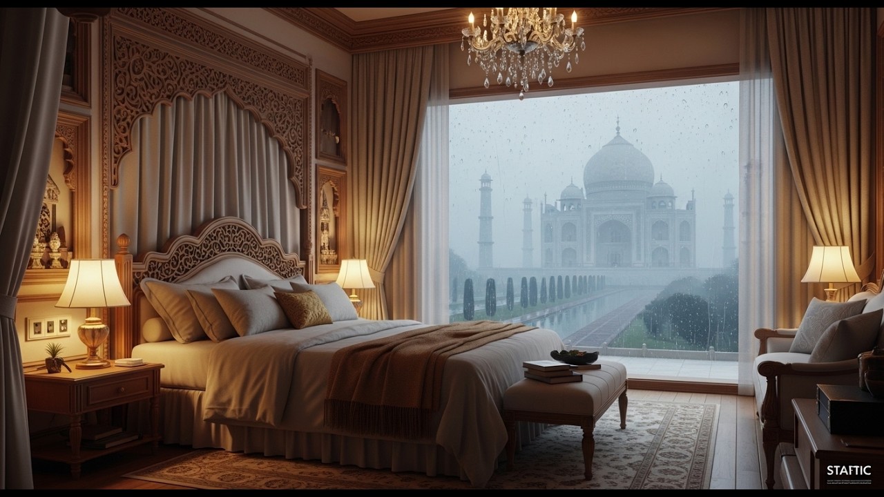 Taj Mahal Rain Sounds for Deep Sleep 🌧️ Cozy Bedroom Ambience (10 Hours) [NO ADS]
