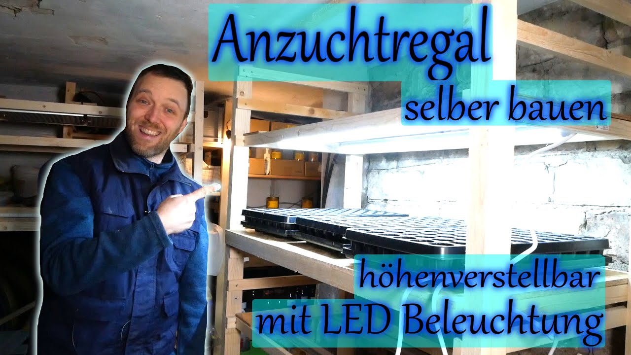 Anzuchtregal höhenverstellbar mit LED Pflanzenleuchten selber bauen Teil1