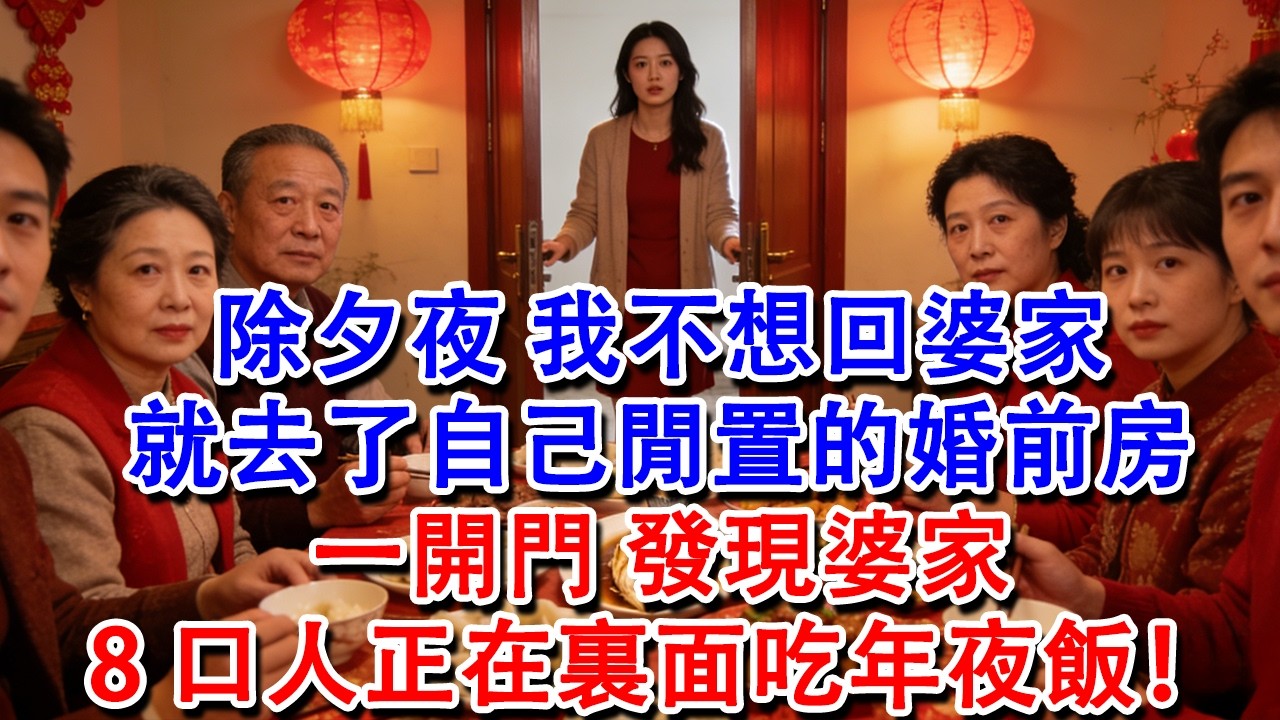 【完結爽文】除夕夜，我不想回婆家，就去了自己閒置的婚前房，一開門，發現婆家8口人正在裏面吃年夜飯！#婆媳 #家庭 #情感故事 #為人處世 #婚姻 #故事 #情感 #出軌 #生活
