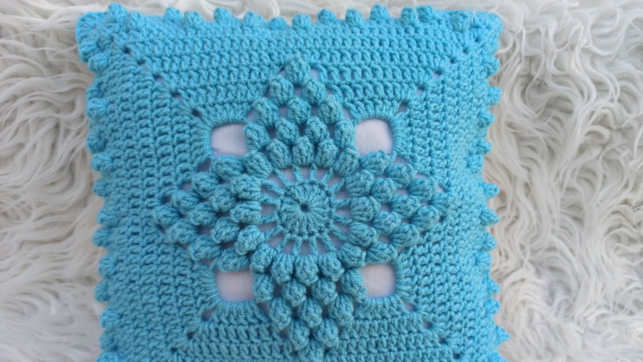 popcornmotif موتیف پاپکورنی  کوسن قلاب بافی  crochetblock